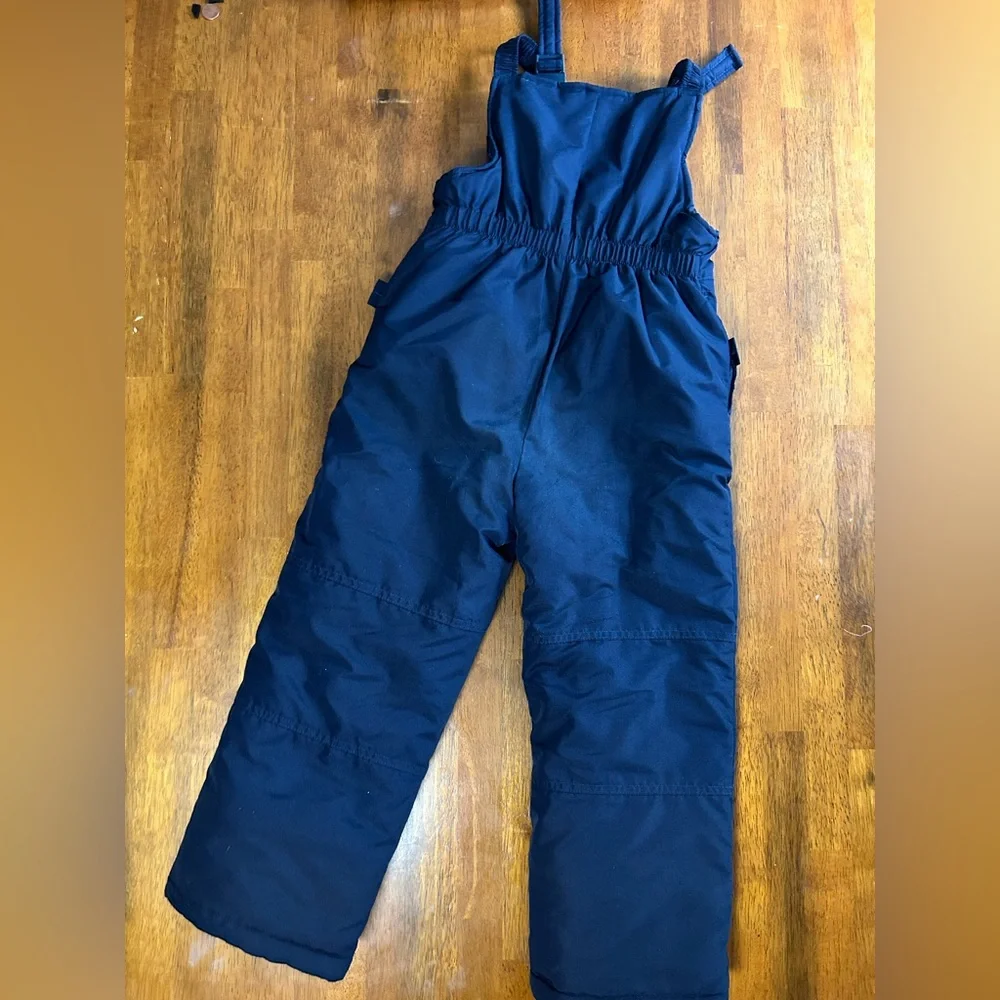 London Fog Navy Snow Bibs Boys 7 | Insulated Overalls, Zip Front, Cargo Pockets